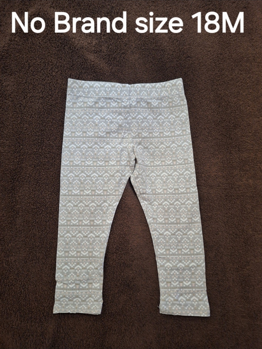 Toddler Girls' Gray Patterned Knit Leggings - No Brand - 18M